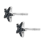 Blue Diamond Star Stud Earrings in Platinum Overlay Sterling Silver 0.15 Ct