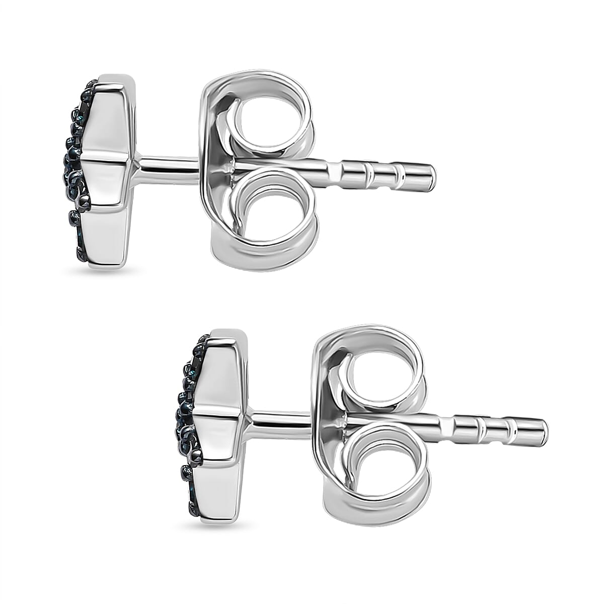 Blue Diamond Star Stud Earrings in Platinum Overlay Sterling Silver 0.15 Ct 7400885 4