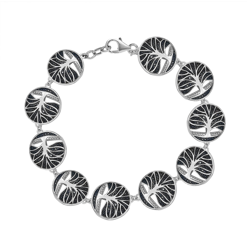 Designer Inspired - Blue Diamond Bracelet (Size - 8) in Platinum Overlay Sterling Silver, Silver Wt. 18.53 Gms