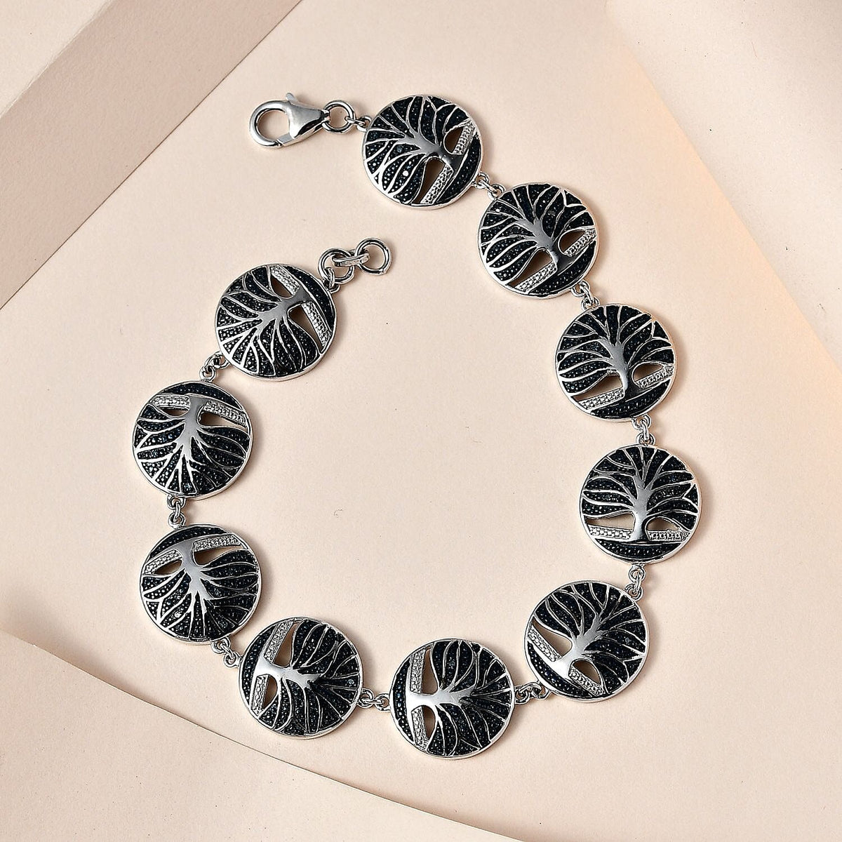 Designer Inspired - Blue Diamond Bracelet (Size - 8) in Platinum Overlay Sterling Silver 7574357 2