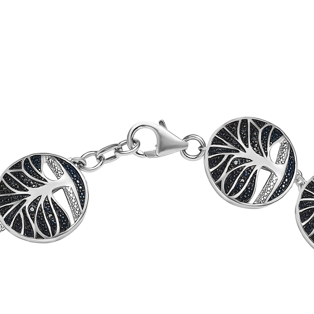 Designer Inspired - Blue Diamond Bracelet (Size - 8) in Platinum Overlay Sterling Silver, Silver Wt. 18.53 Gms