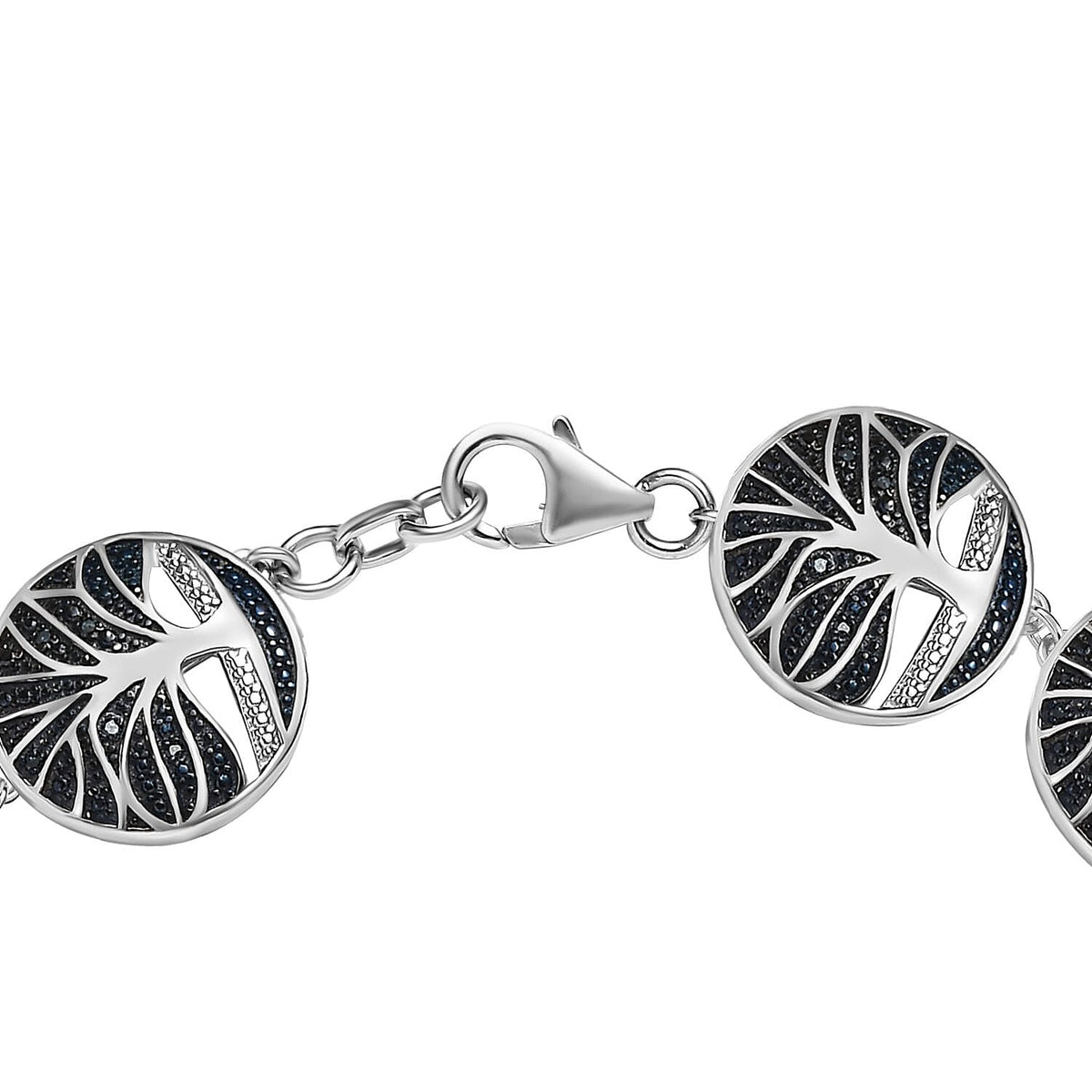 Designer Inspired - Blue Diamond Bracelet (Size - 8) in Platinum Overlay Sterling Silver 7574357 4