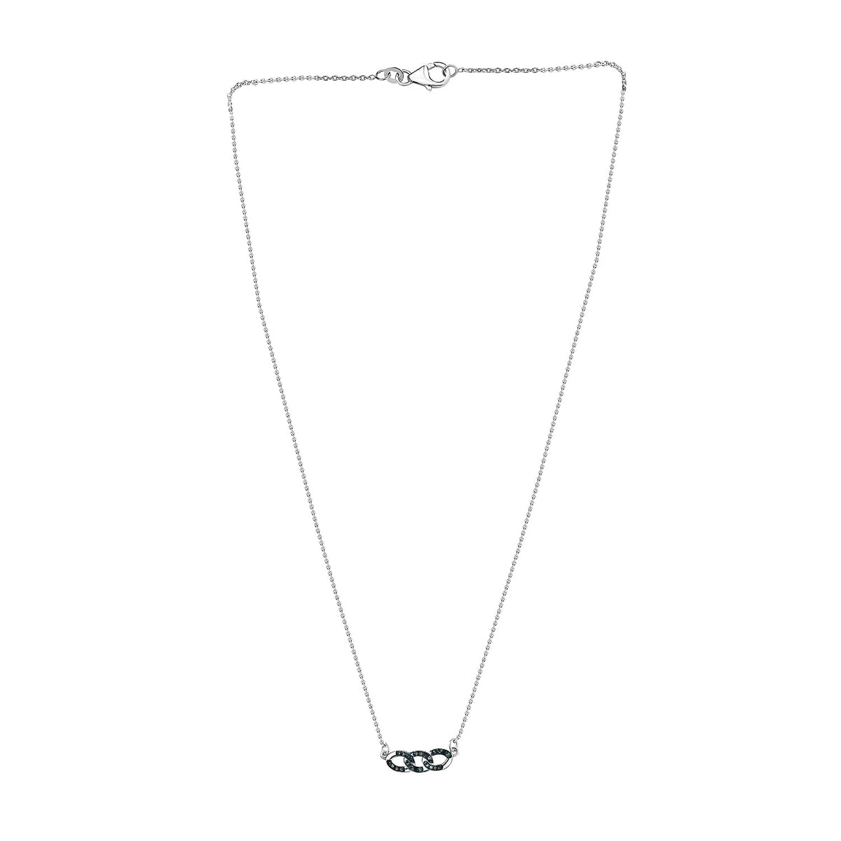 Blue Diamond Necklace (Size - 20) with Lobster Clasp in Rhodium Overlay Sterling Silver 8030643 4