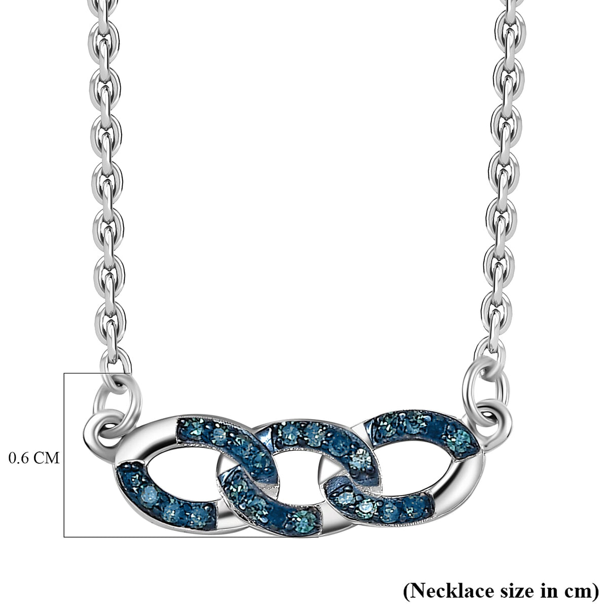 Blue Diamond Necklace (Size - 20) with Lobster Clasp in Rhodium Overlay Sterling Silver 8030643 6