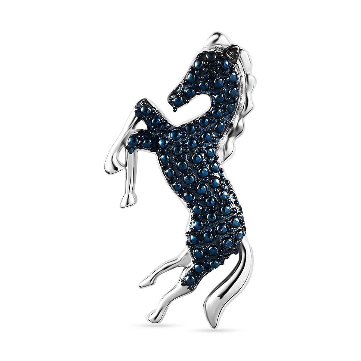 Blue Diamond Horse Pendant in Platinum Overlay Sterling Silver 7634515 0