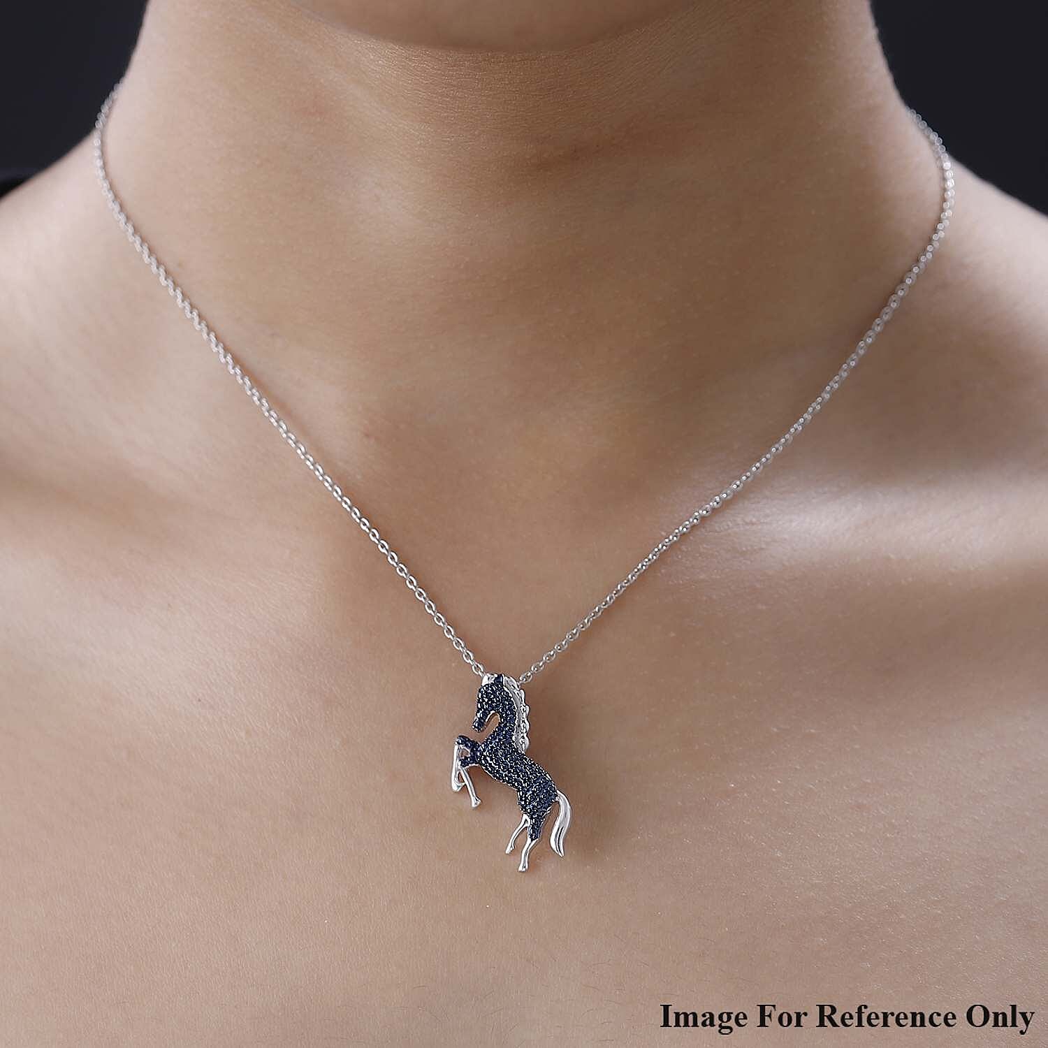 Blue Diamond Horse Pendant in Platinum Overlay Sterling Silver 7634515 2