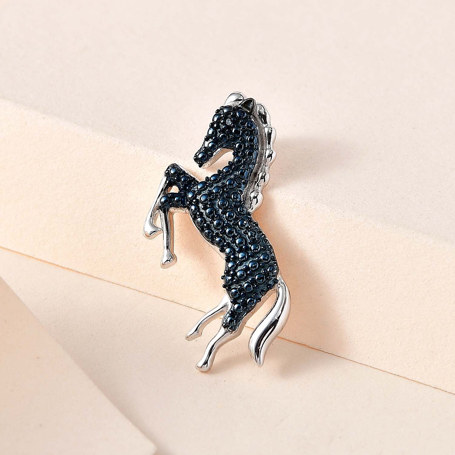 Blue Diamond Horse Pendant in Platinum Overlay Sterling Silver 7634515 3