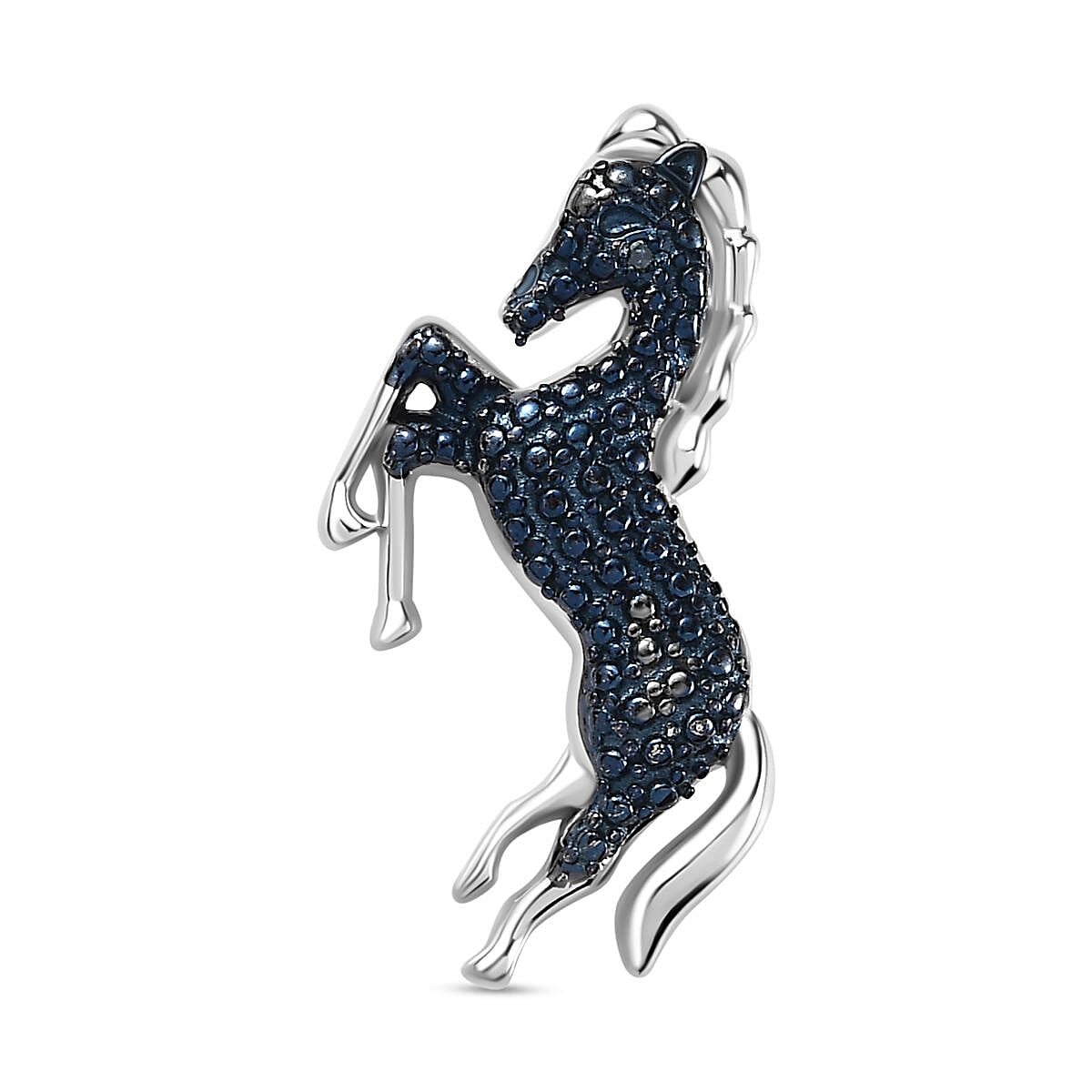Blue Diamond Horse Pendant in Rhodium Overlay Sterling Silver 7804620 0