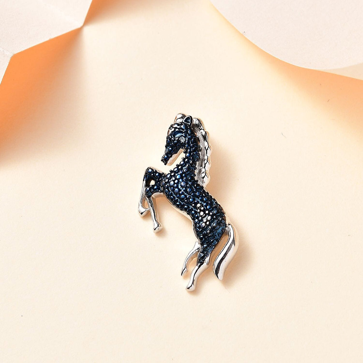 Blue Diamond Horse Pendant in Rhodium Overlay Sterling Silver 7804620 3