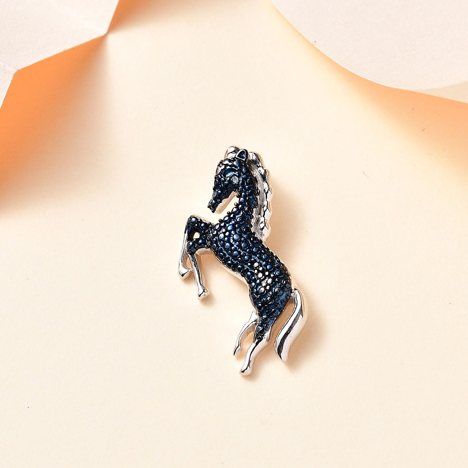 Blue Diamond Horse Pendant in Rhodium Overlay Sterling Silver 7804620 3