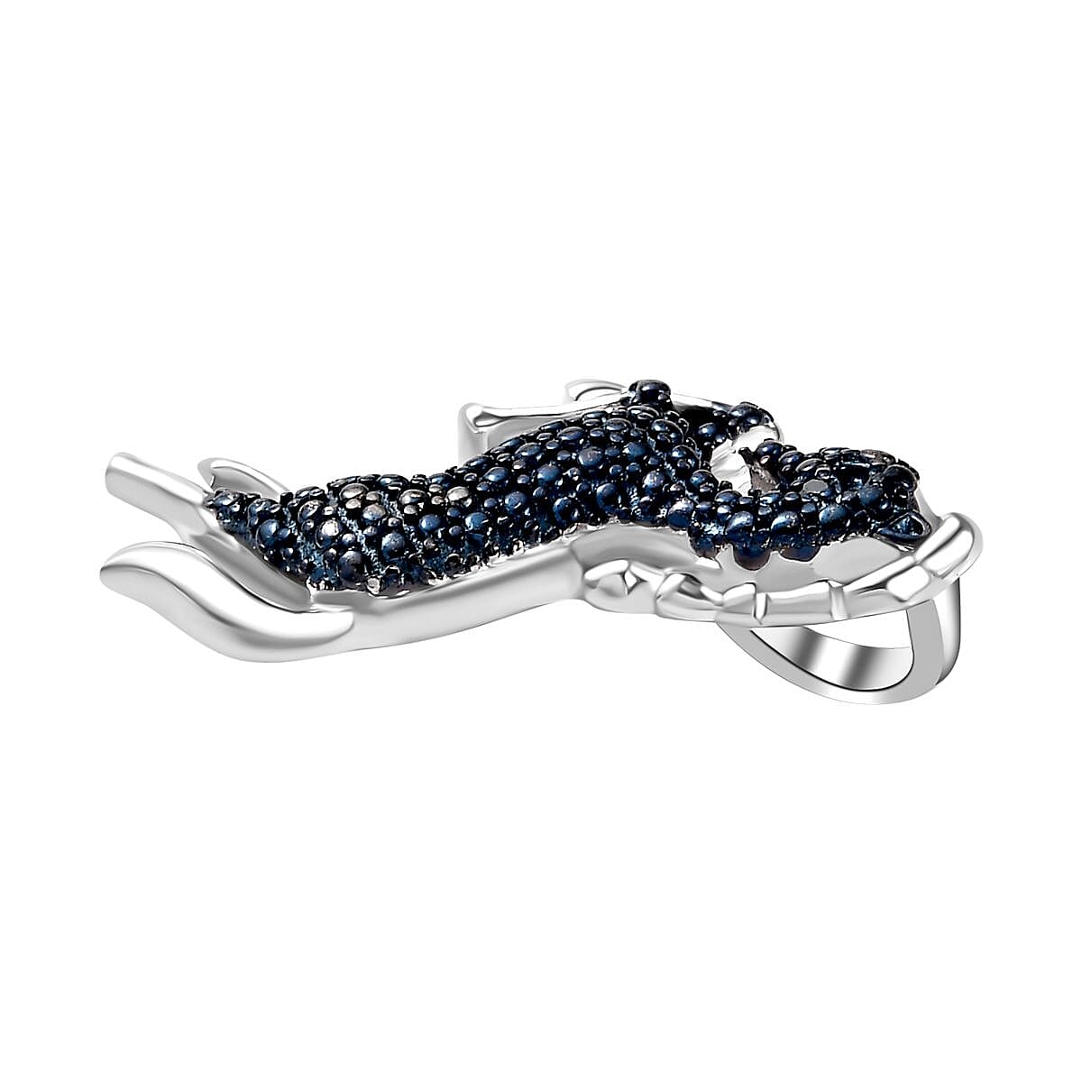 Blue Diamond Horse Pendant in Rhodium Overlay Sterling Silver 7804620 4
