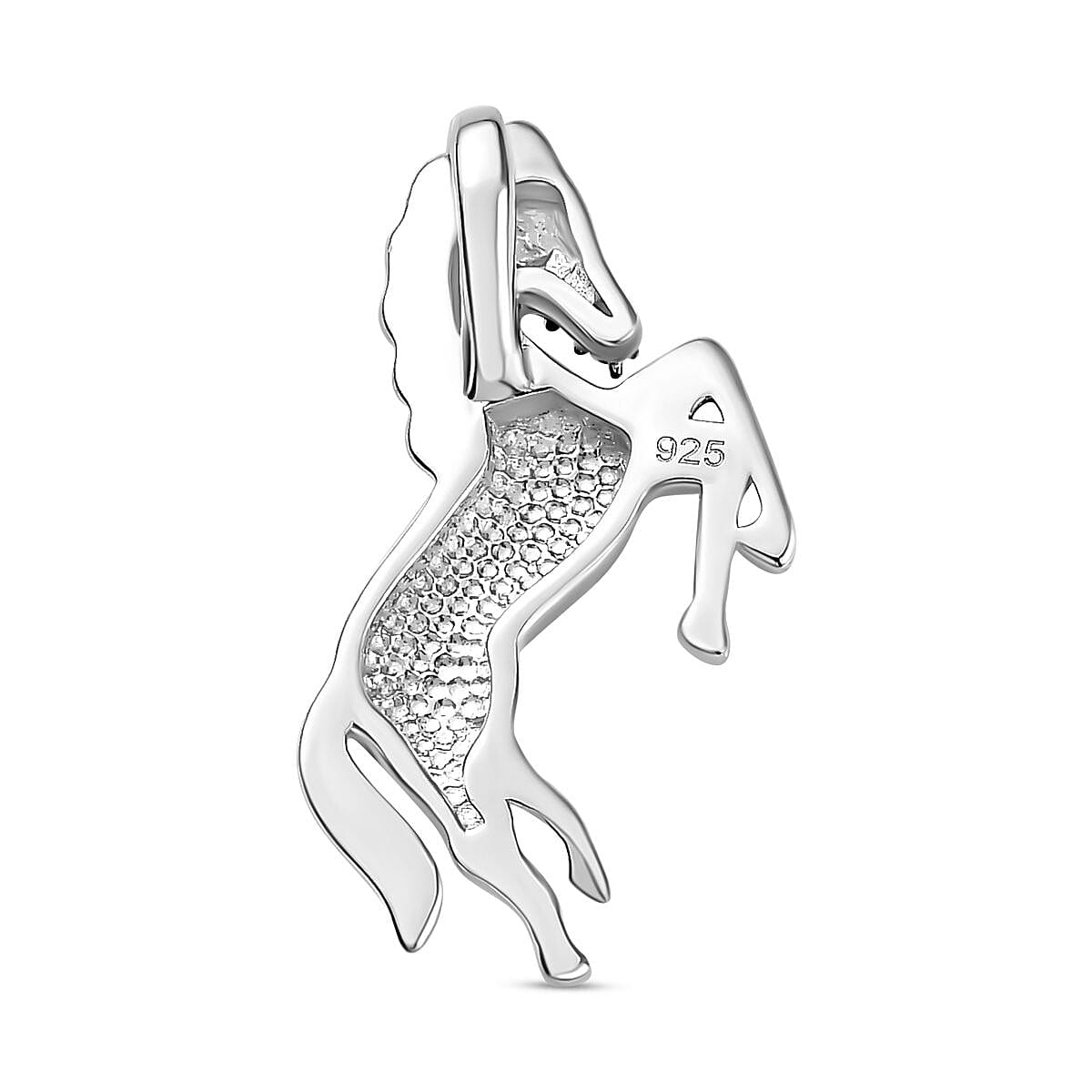 Blue Diamond Horse Pendant in Rhodium Overlay Sterling Silver 7804620 5