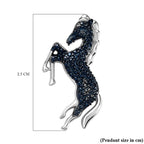 Blue Diamond Horse Pendant in Rhodium Overlay Sterling Silver