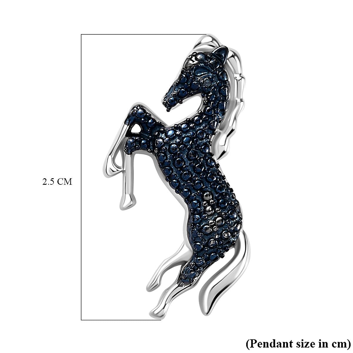 Blue Diamond Horse Pendant in Rhodium Overlay Sterling Silver 7804620 6
