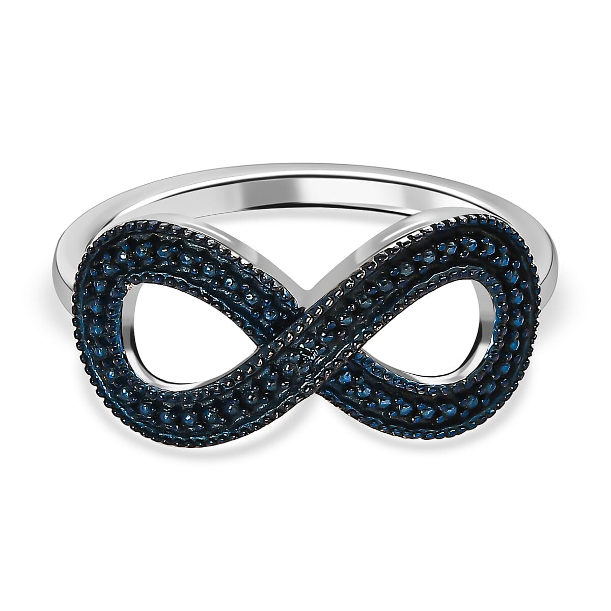 Blue Diamond Infinity Ring in Platinum Overlay Sterling Silver 7569715 0
