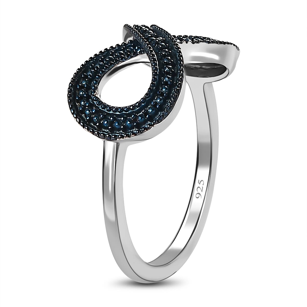 Blue Diamond Infinity Ring in Platinum Overlay Sterling Silver 7569715 4