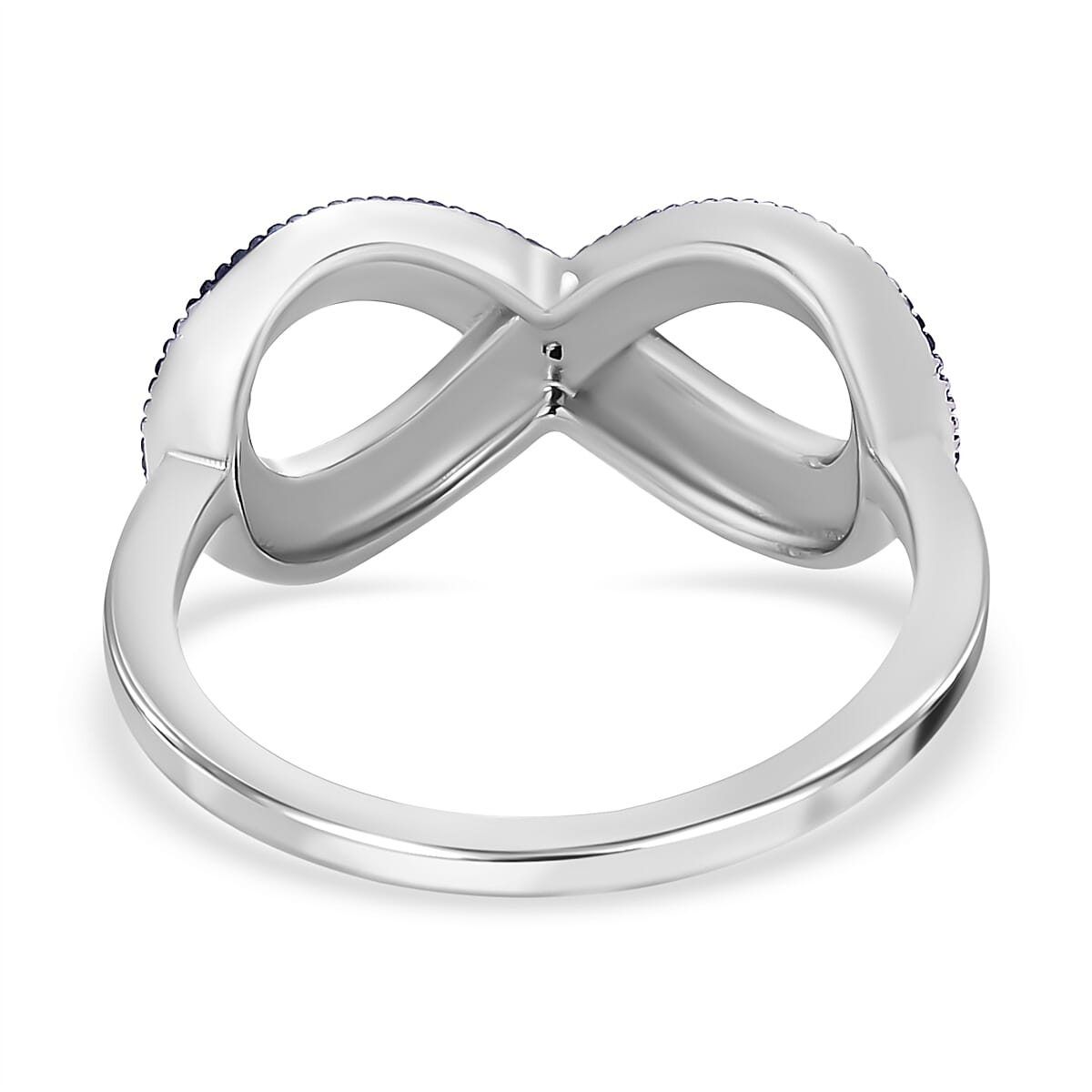Blue Diamond Infinity Ring in Platinum Overlay Sterling Silver 7569715 5