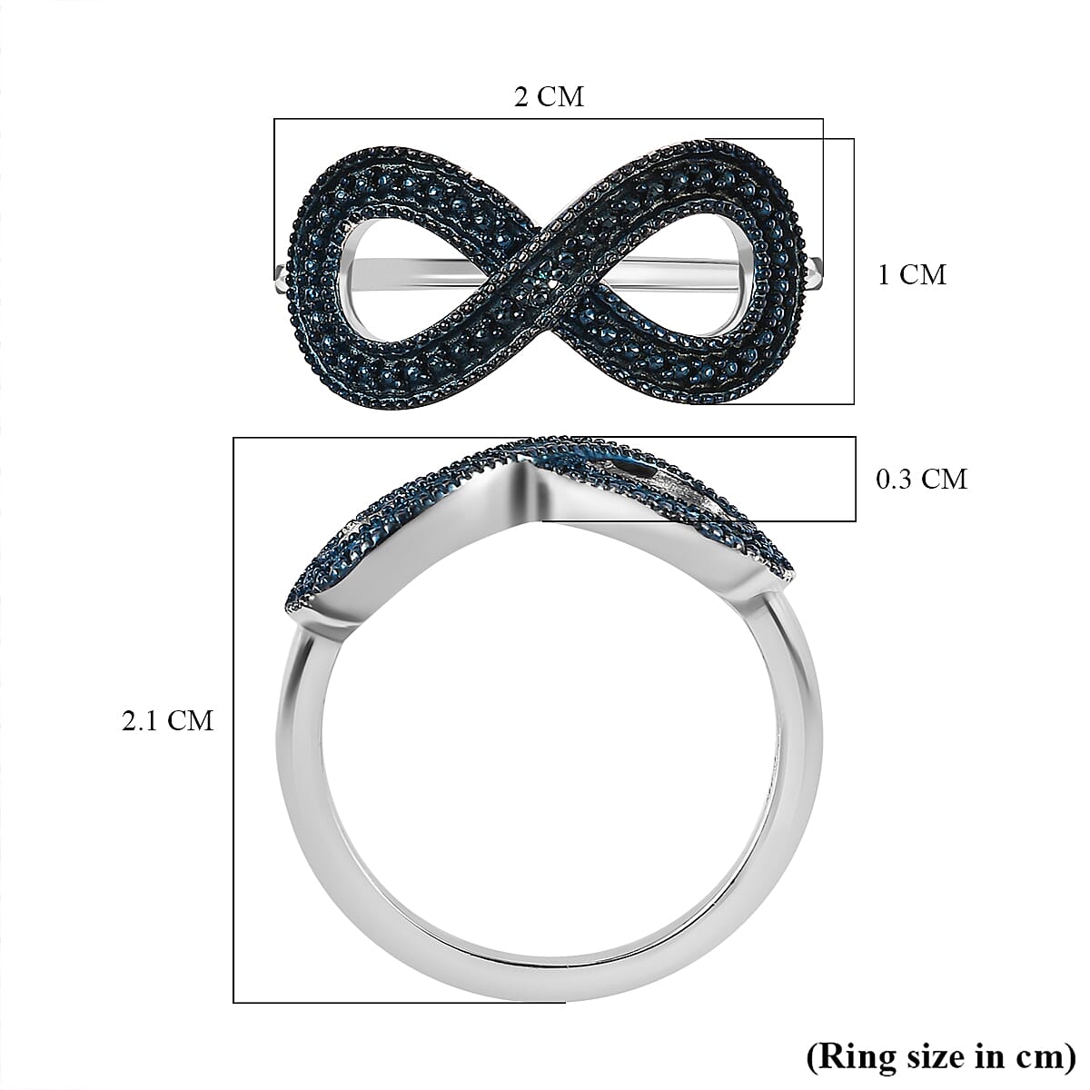 Blue Diamond Infinity Ring in Platinum Overlay Sterling Silver 7569715 6
