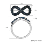 Blue Diamond Infinity Ring in Platinum Overlay Sterling Silver