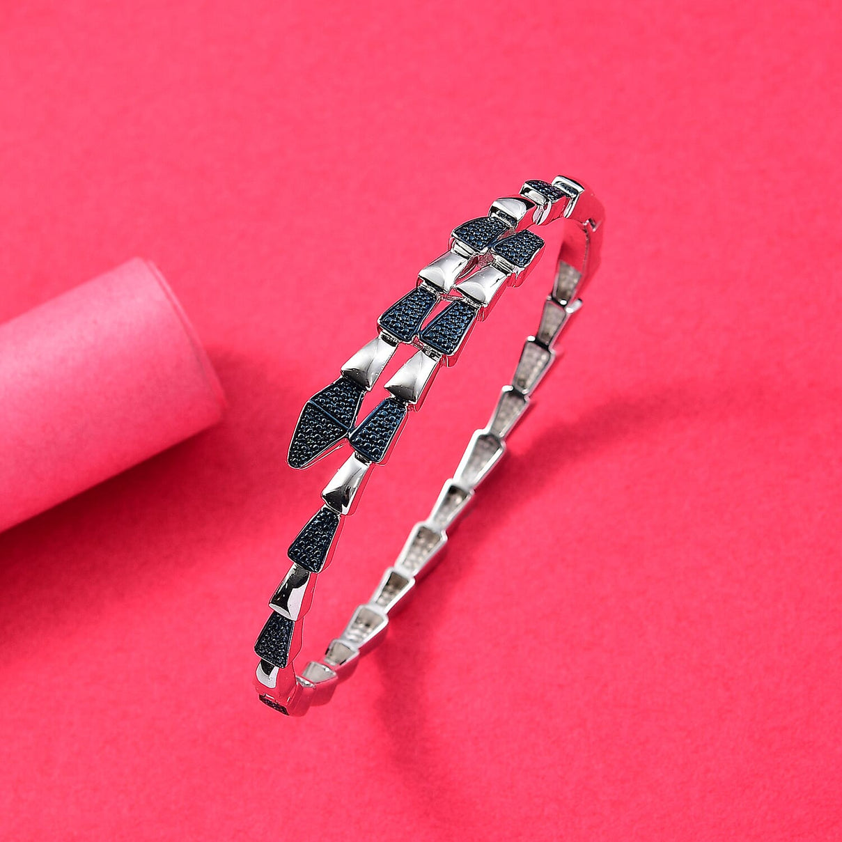 Year Of The Snake - Designer Inspired Serpent Blue Diamond Bangle 7978076 2