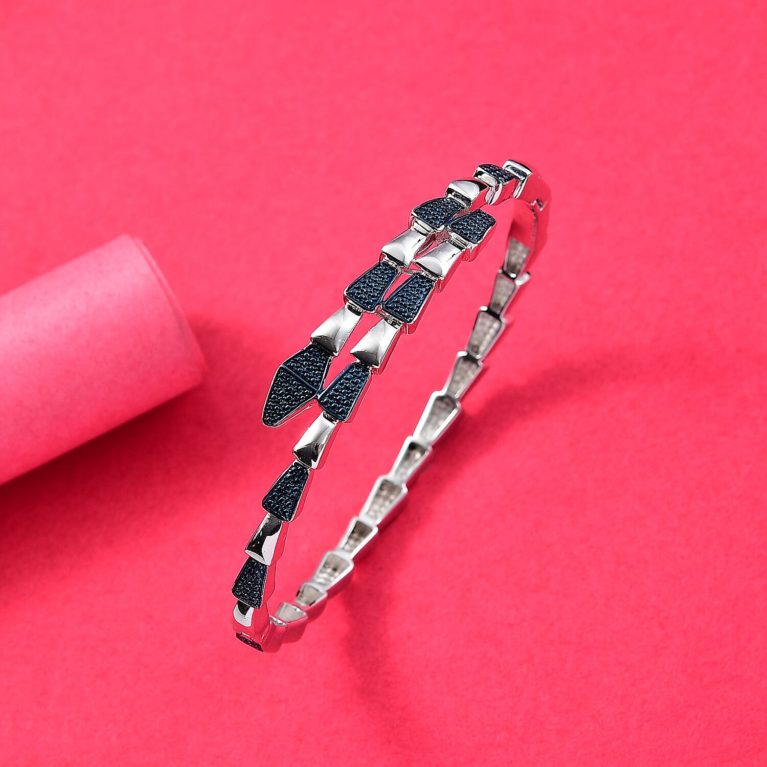 Year Of The Snake - Designer Inspired Serpent Blue Diamond Bangle 7978076 2