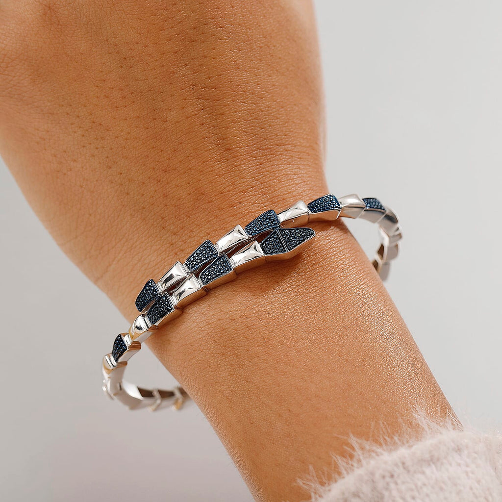 Year Of The Snake - Designer Inspired Serpent Blue Diamond Bangle