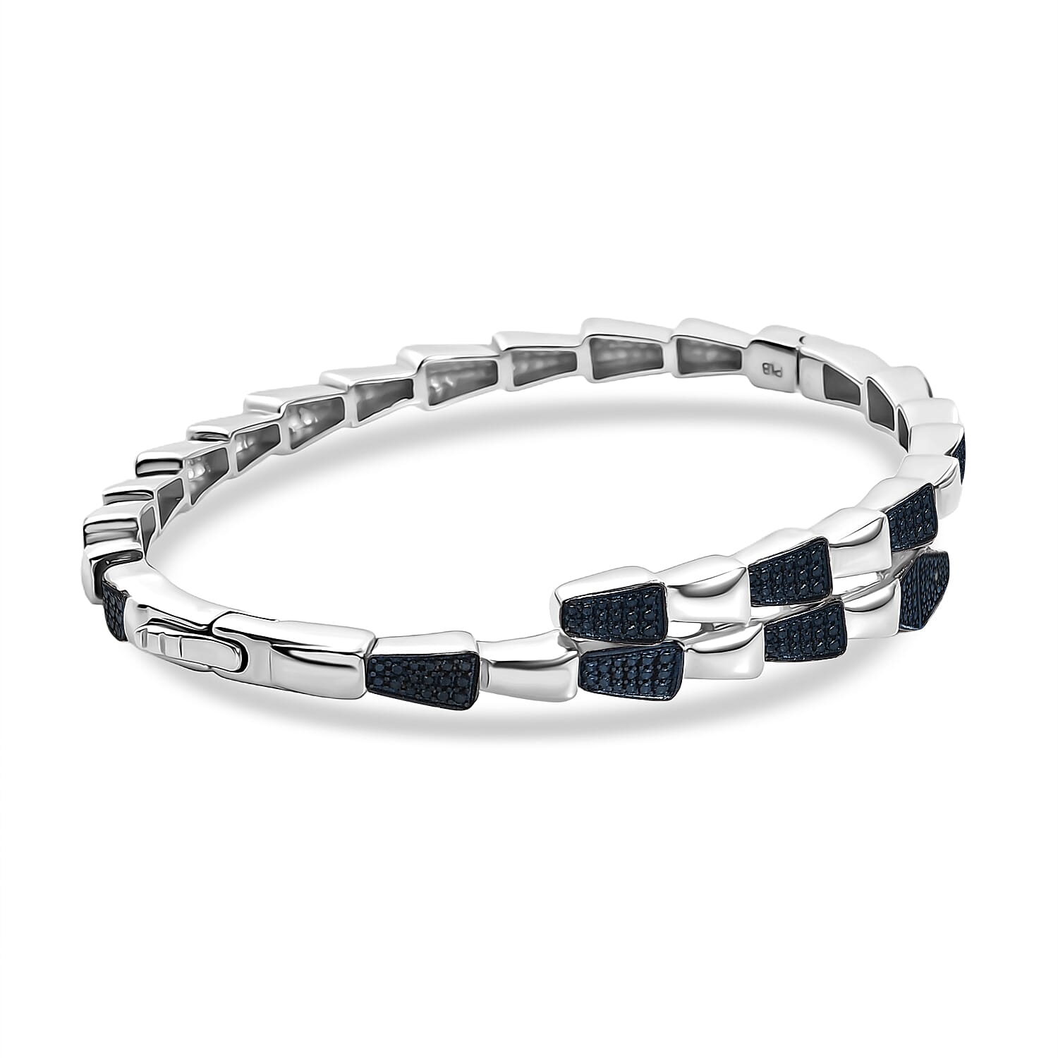 Year Of The Snake - Designer Inspired Serpent Blue Diamond Bangle 7978076 4