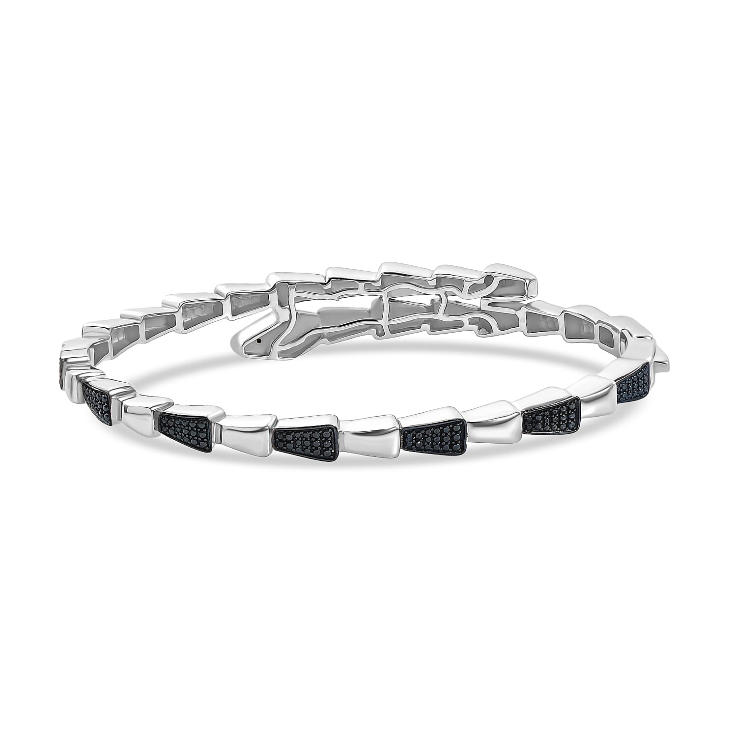 Year Of The Snake - Designer Inspired Serpent Blue Diamond Bangle 7978076 5