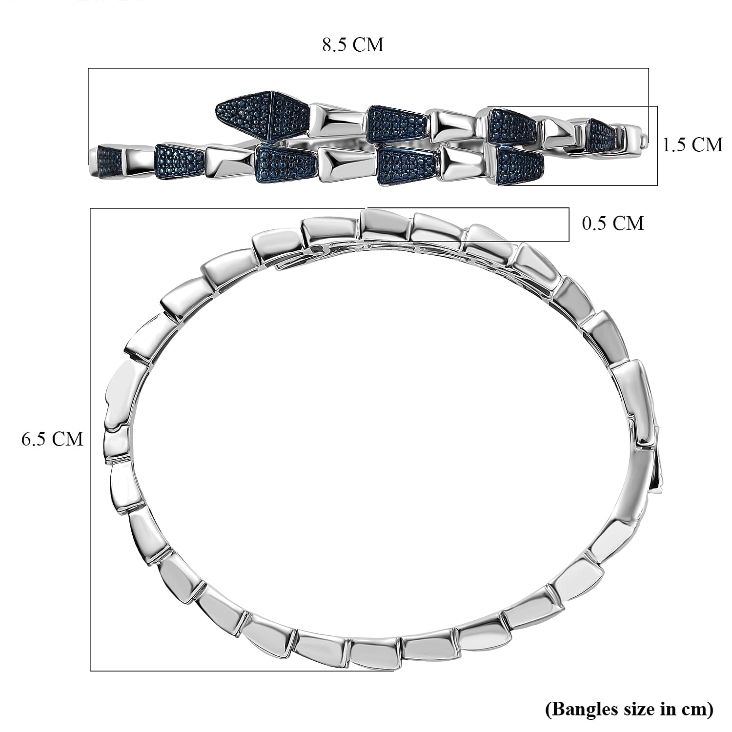 Year Of The Snake - Designer Inspired Serpent Blue Diamond Bangle 7978076 6