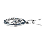 GP Celestial Dream Collection - Blue Diamond, Kanchanaburi Blue Sapphire & White Diamond Moon & Star Pendant with Chain (Size 20) in Rhodium Overlay Sterling Silver