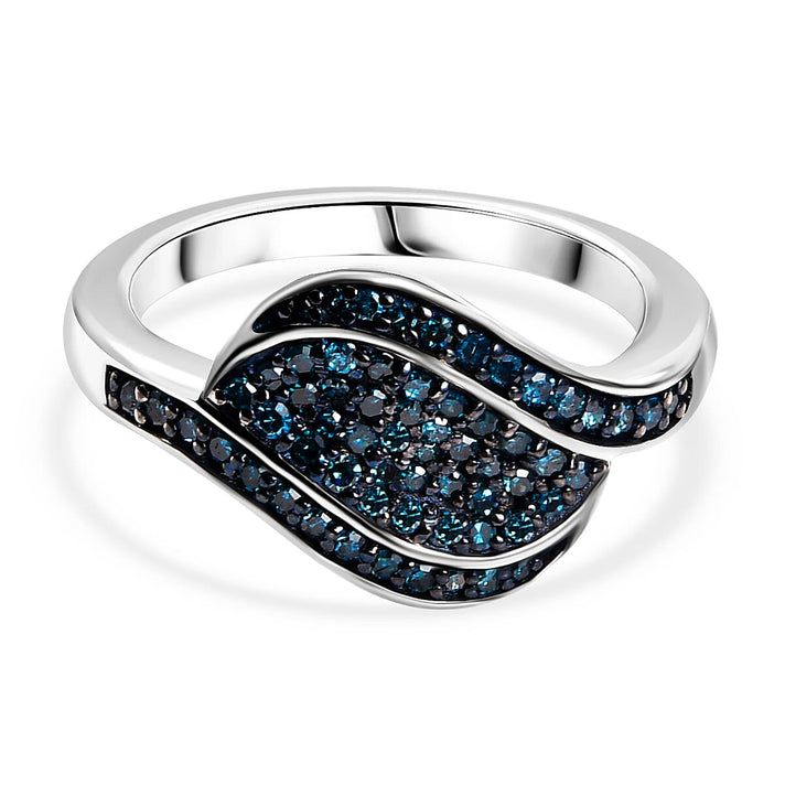 Blue Diamond Ring in Rhodium Overlay Sterling Silver 0.50 Ct. 8162580 1
