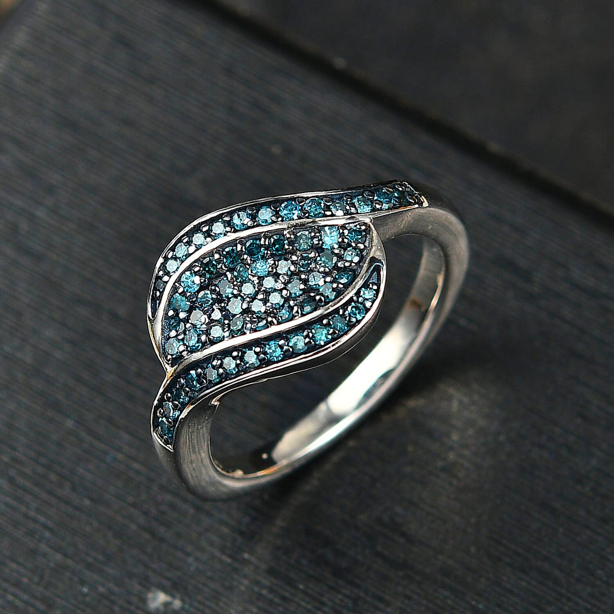 Blue Diamond Ring in Rhodium Overlay Sterling Silver 0.50 Ct. 8162580 2