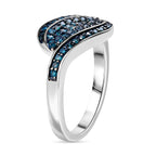 Blue Diamond Ring in Rhodium Overlay Sterling Silver 0.50 Ct.