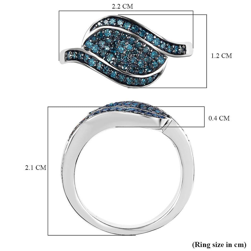 Blue Diamond Ring in Rhodium Overlay Sterling Silver 0.50 Ct.