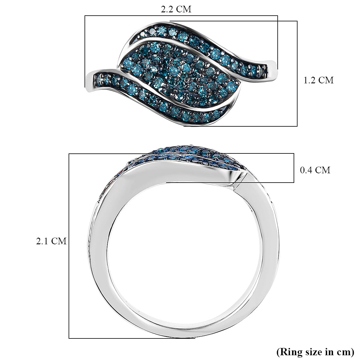 Blue Diamond Ring in Rhodium Overlay Sterling Silver 0.50 Ct. 8162580 6