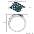 Blue Diamond Ring in Rhodium Overlay Sterling Silver 0.50 Ct.