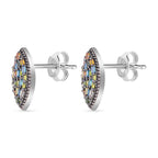 Multi Diamond Earrings in Platinum Overlay Sterling Silver 0.32 Ct