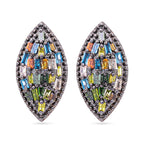 Multi Diamond Earrings in Platinum Overlay Sterling Silver 0.32 Ct