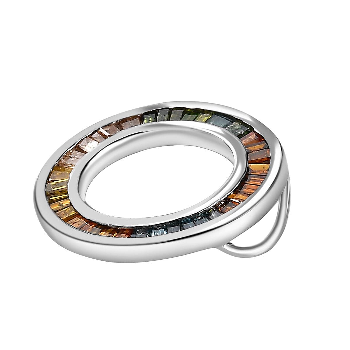 Multi Diamond Circle Pendant in Platinum Overlay Sterling Silver 0.50 Ct. 7688799 3