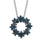 Blue Diamond Pendant with Chain (Size 20) in Rhodium Overlay  Sterling Silver 0.49 Ct.