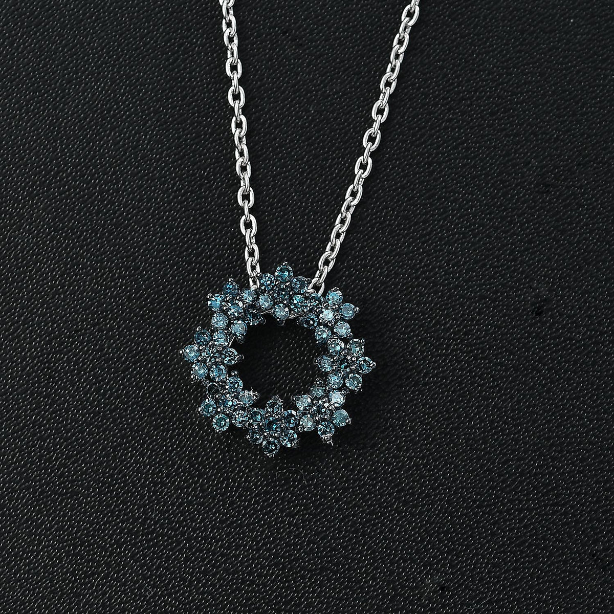 Blue Diamond Pendant with Chain (Size 20) in Rhodium Overlay  Sterling Silver 0.49 Ct. 4325596 3