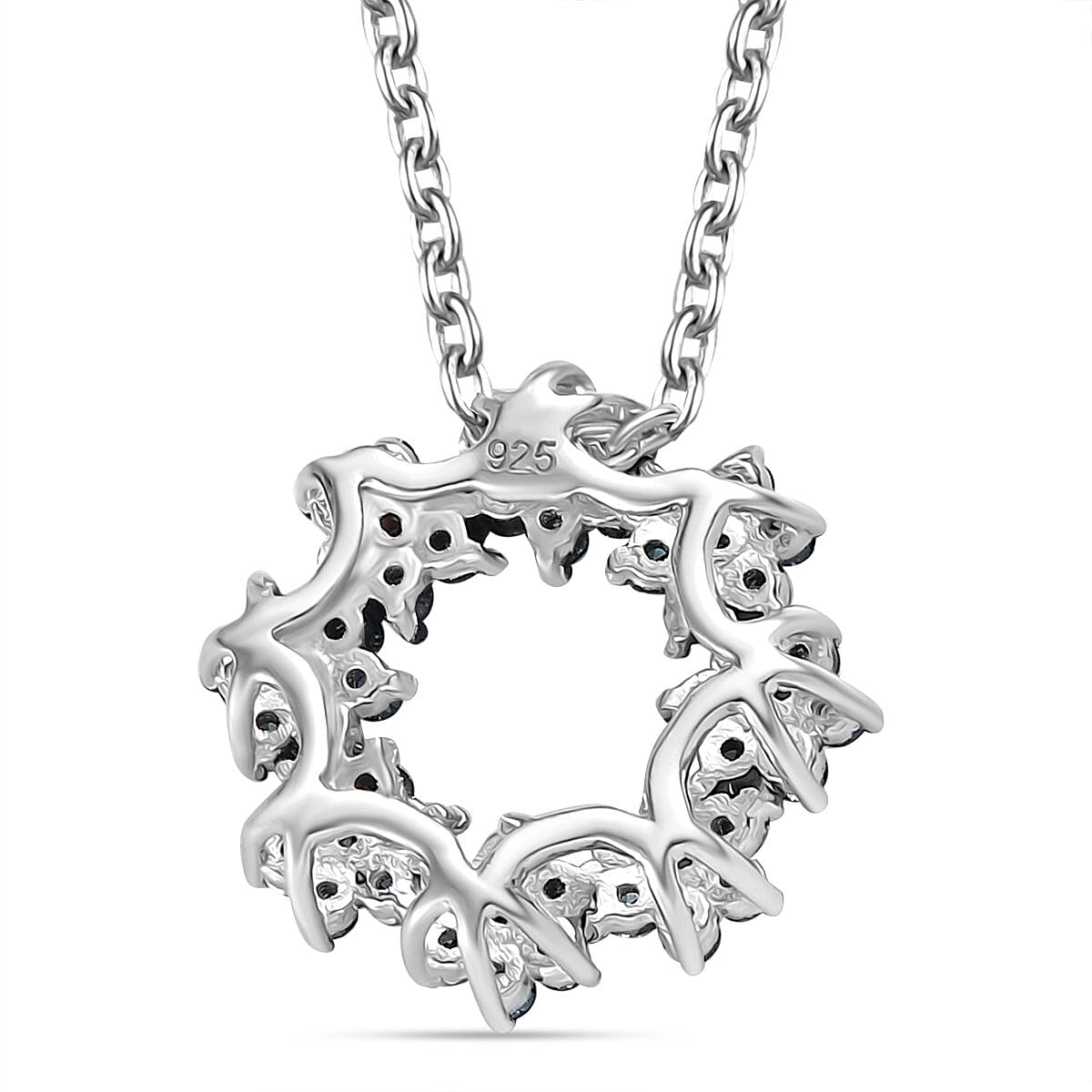 Blue Diamond Pendant with Chain (Size 20) in Rhodium Overlay  Sterling Silver 0.49 Ct. 4325596 5
