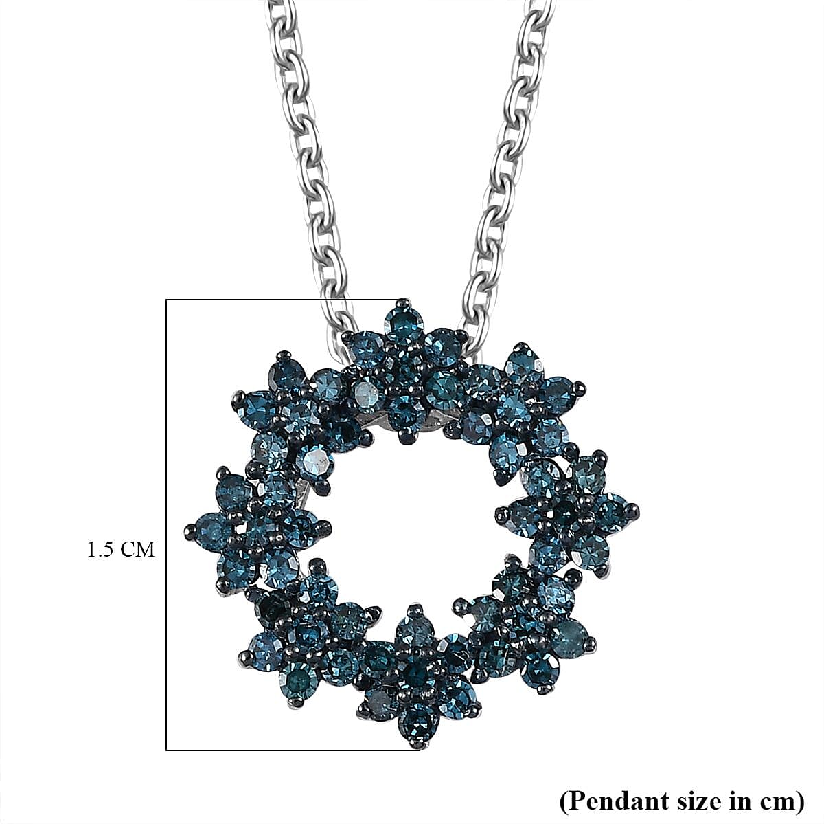 Blue Diamond Pendant with Chain (Size 20) in Rhodium Overlay  Sterling Silver 0.49 Ct. 4325596 6