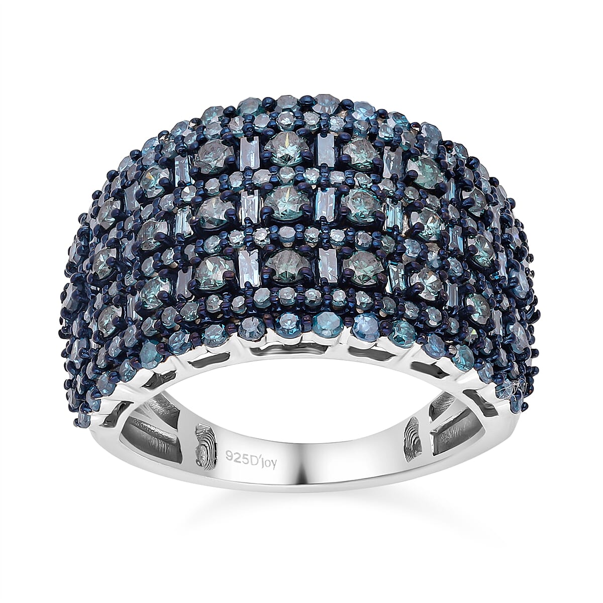 Blue Diamond Ring in Platinum Overlay Sterling Silver 2.00 Ct, SIlver Wt 5.48 GM 7561423 0