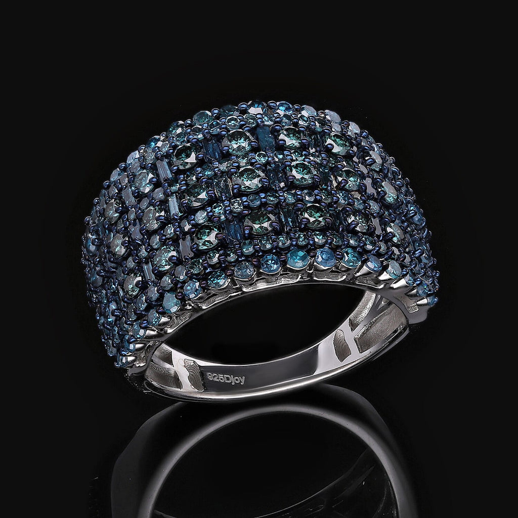 Blue Diamond Ring in Platinum Overlay Sterling Silver 2.00 Ct, SIlver Wt 5.48 GM