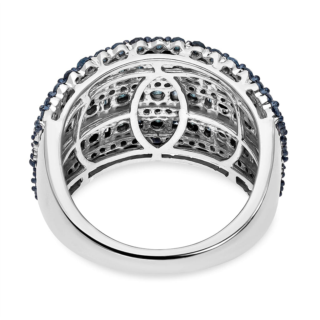 Blue Diamond Ring in Platinum Overlay Sterling Silver 2.00 Ct, SIlver Wt 5.48 GM