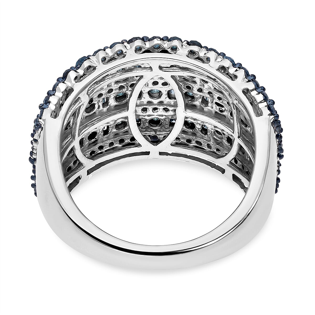 Blue Diamond Ring in Platinum Overlay Sterling Silver 2.00 Ct, SIlver Wt 5.48 GM 7561423 4