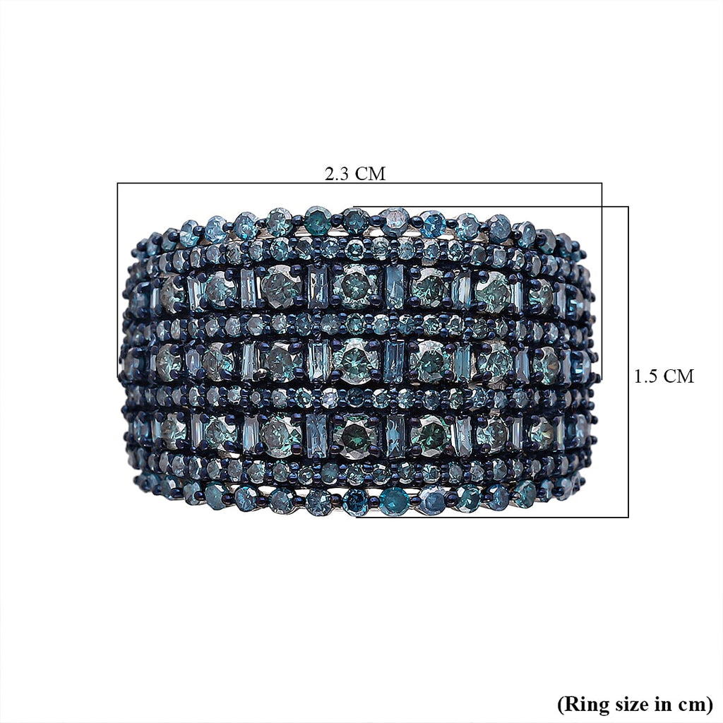 Blue Diamond Ring in Platinum Overlay Sterling Silver 2.00 Ct, SIlver Wt 5.48 GM