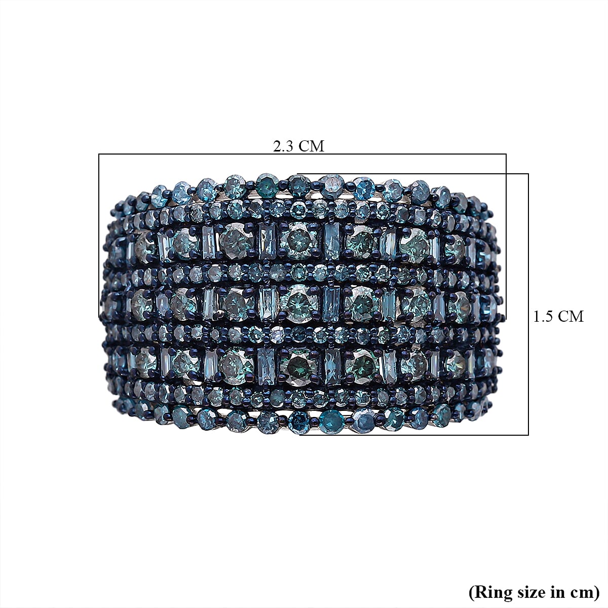 Blue Diamond Ring in Platinum Overlay Sterling Silver 2.00 Ct, SIlver Wt 5.48 GM 7561423 5
