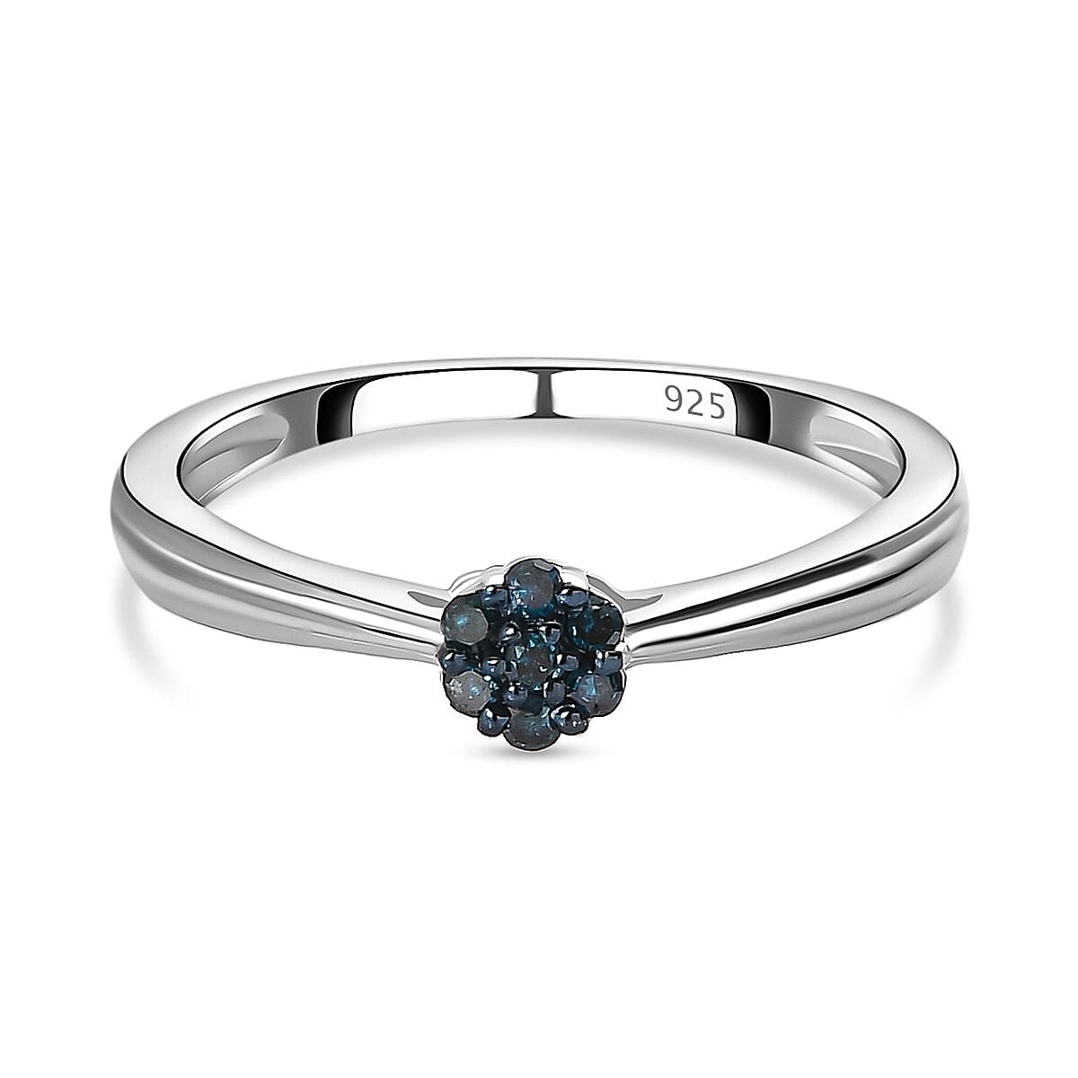 Blue Diamond Ring in Platinum Overlay Sterling Silver 7363863 0